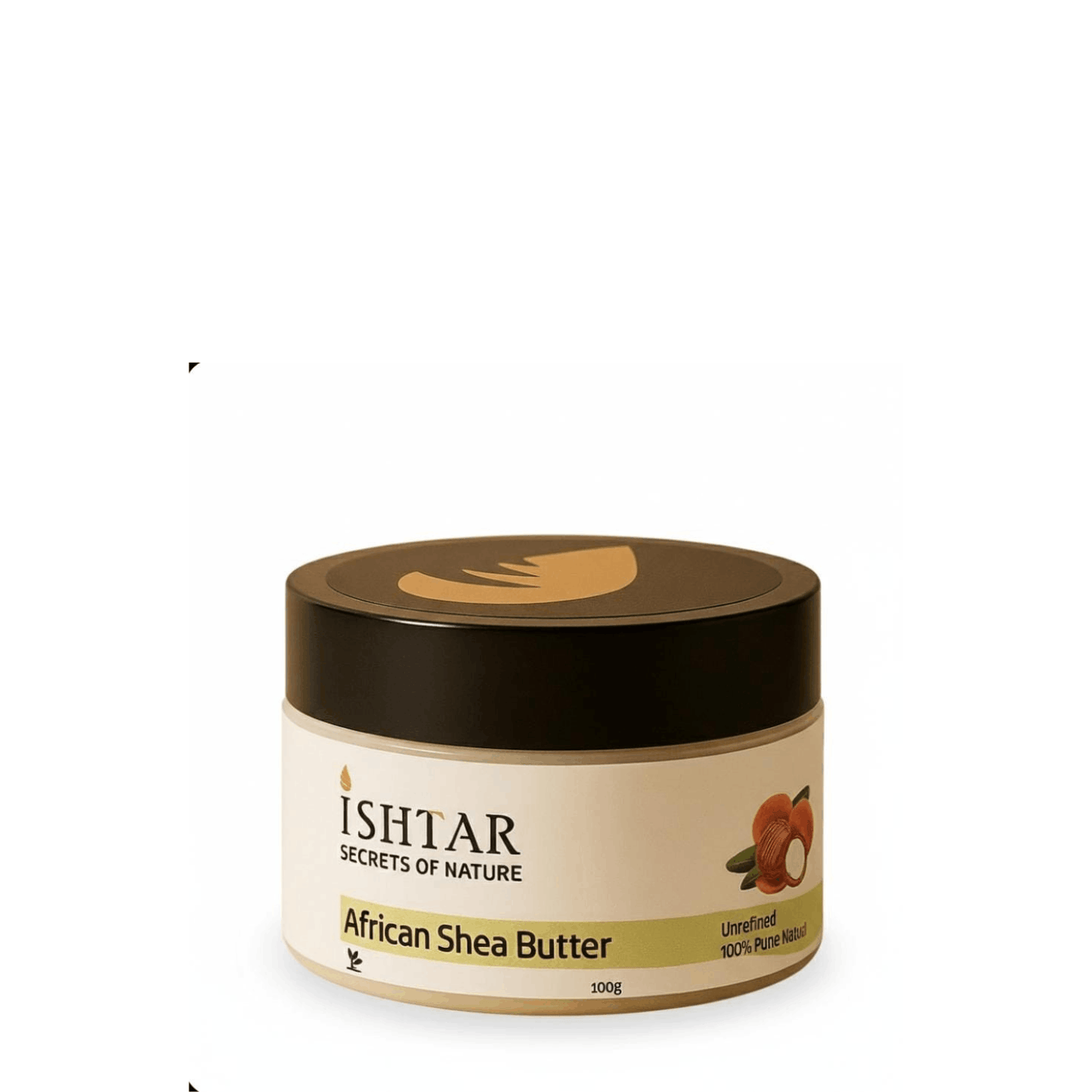 Ishtar Secrets of Nature African shea butter, unrefined 100% pure natural butter in cosmetic jar, 100 g