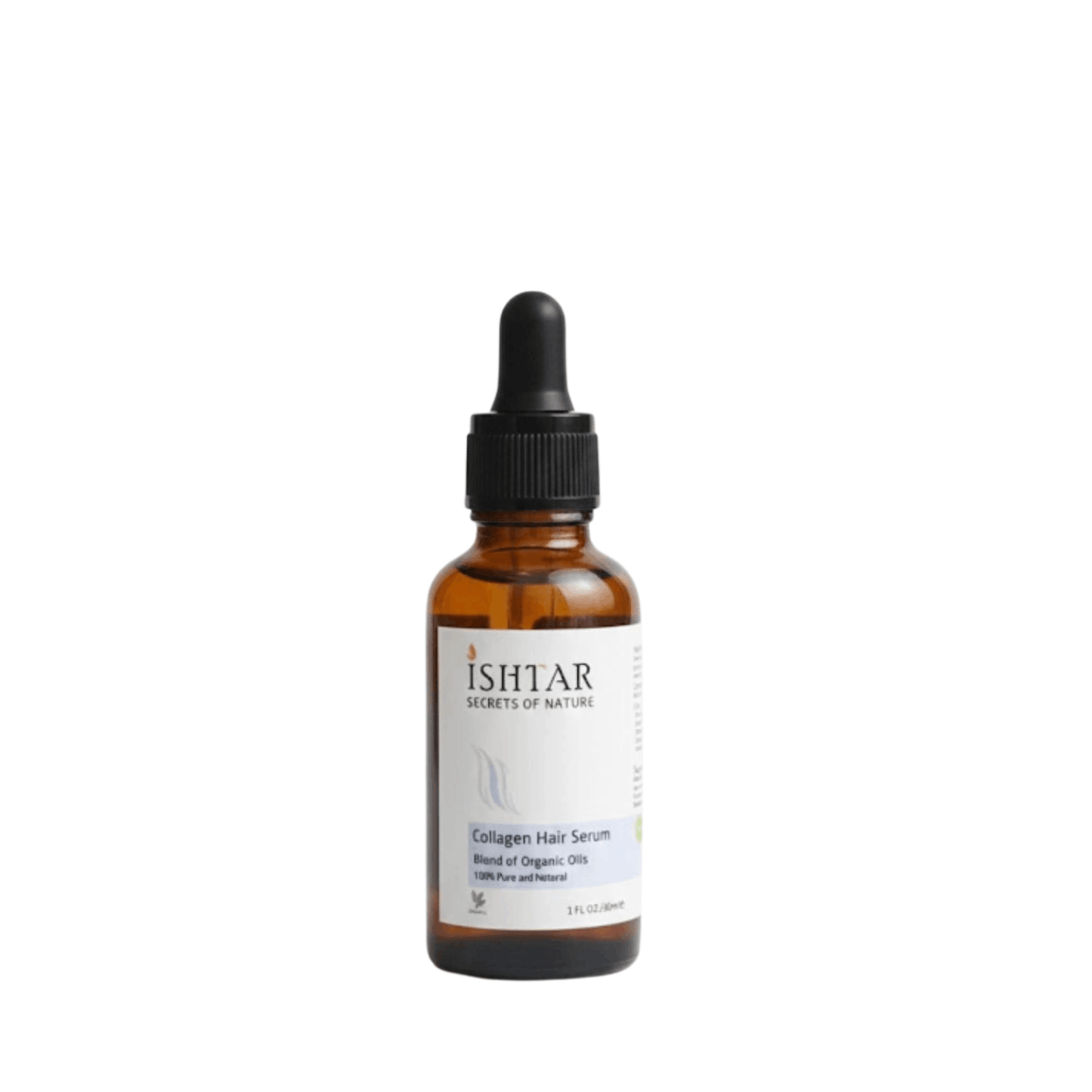 ISHTAR Collagen Hair Serum blend of organic oils 100% pure and natural in amber dropper bottle