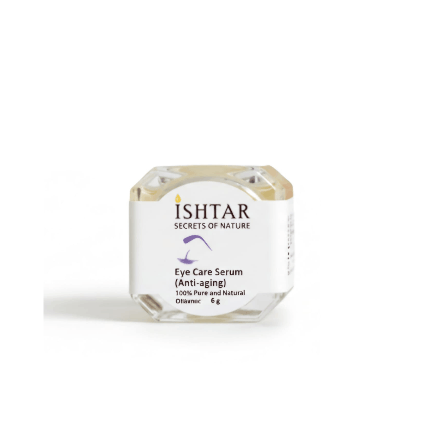 ISHTAR Eye Care Serum anti-aging 100% pure and natural organic eye serum in clear jar for under-eye care