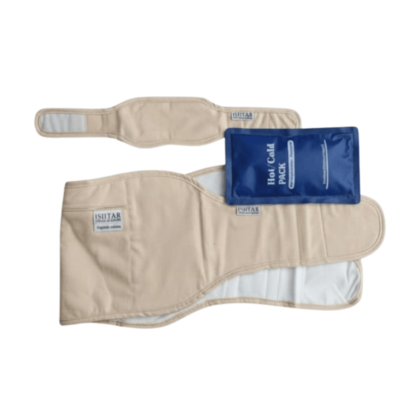 Ishtar reusable hot and cold pack therapy wrap with adjustable fabric belt and gel pack for pain relief