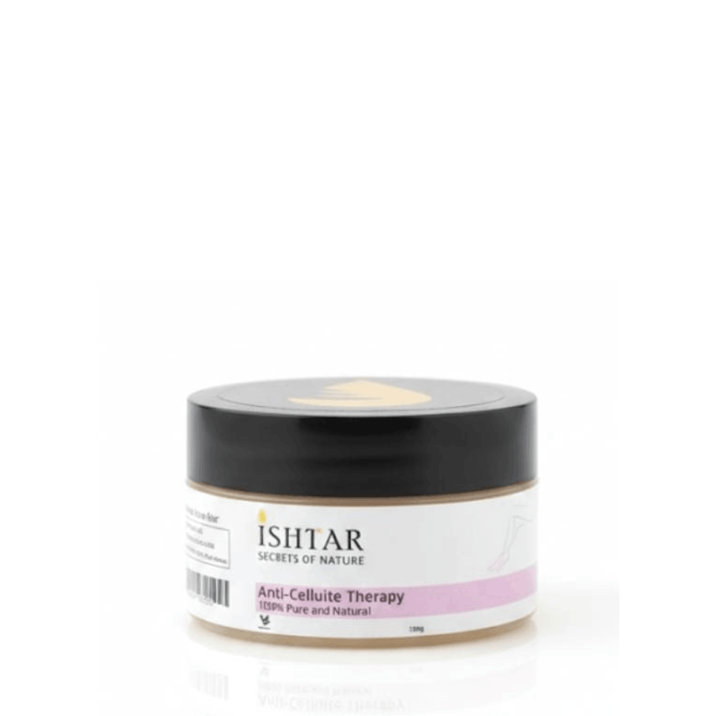 Ishtar Secrets of Nature anti-cellulite therapy cream, 100% pure and natural body care formula in cosmetic jar, 150 g