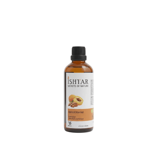 Ishtar Secrets of Nature apricot kernel essential oil bottle, 4 fl oz, 100% pure and natural organic oil