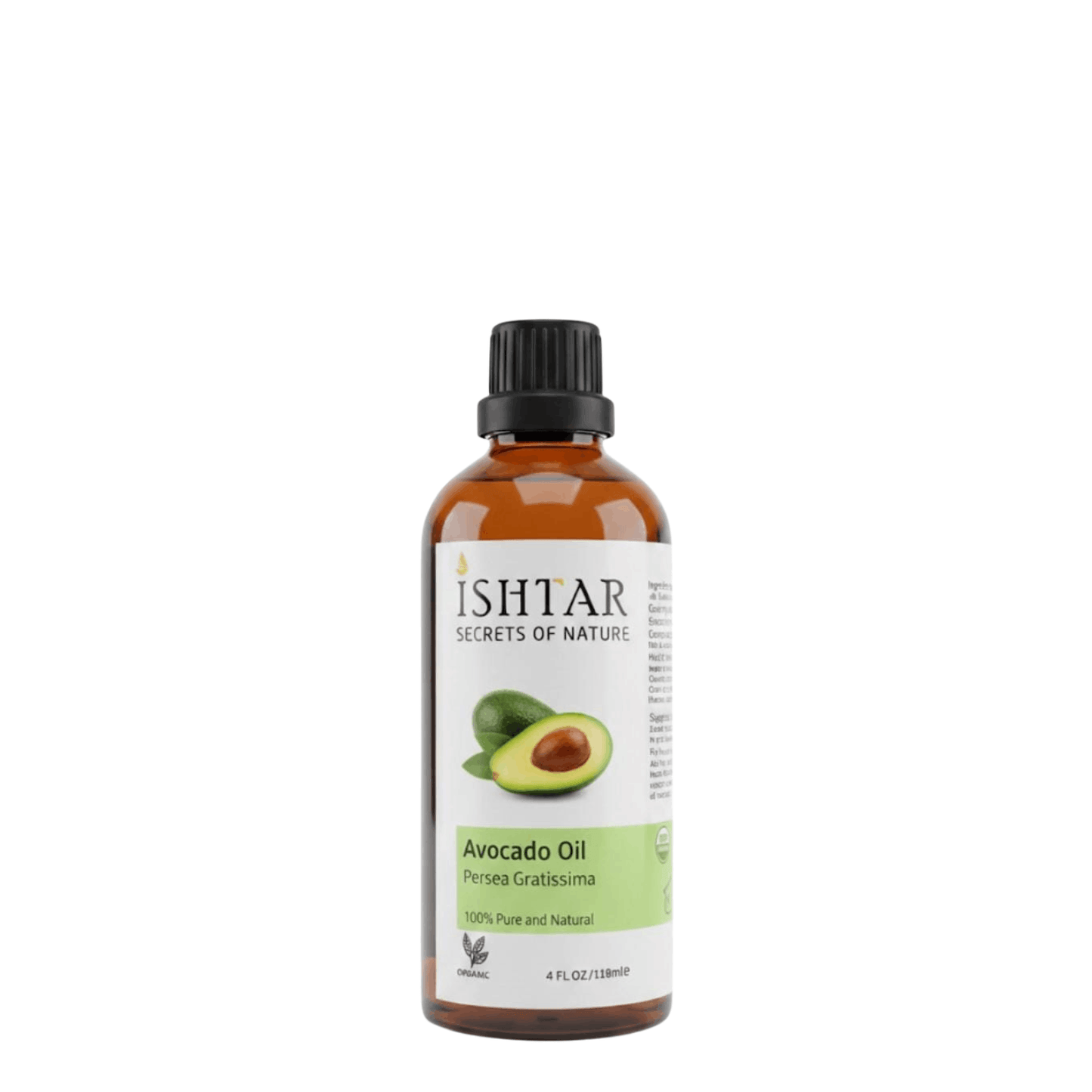 Ishtar Avocado Oil 100% pure and natural, organic avocado oil in amber glass bottle for skin and hair care