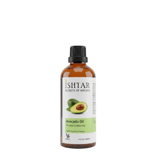 Ishtar Avocado Oil 100% pure and natural, organic avocado oil in amber glass bottle for skin and hair care