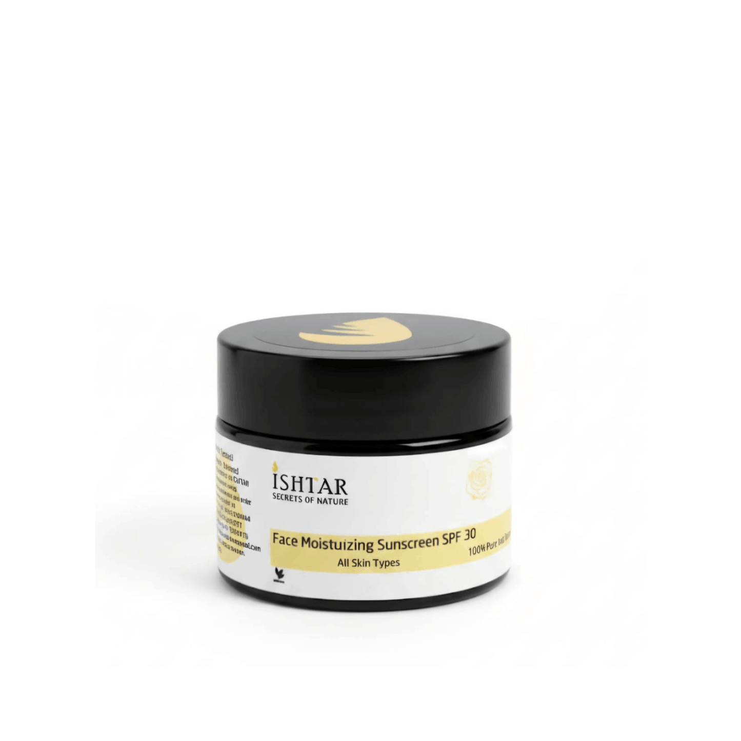 ISHTAR Face Moisturizing Sunscreen SPF 30 100% pure and natural daily sun protection cream for all skin types in black jar