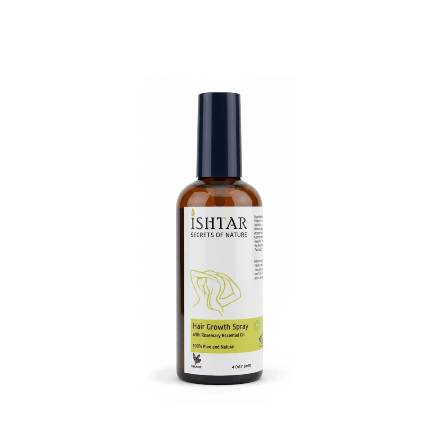 ISHTAR Hair Growth Spray with rosemary essential oil 100% pure and natural in amber spray bottle