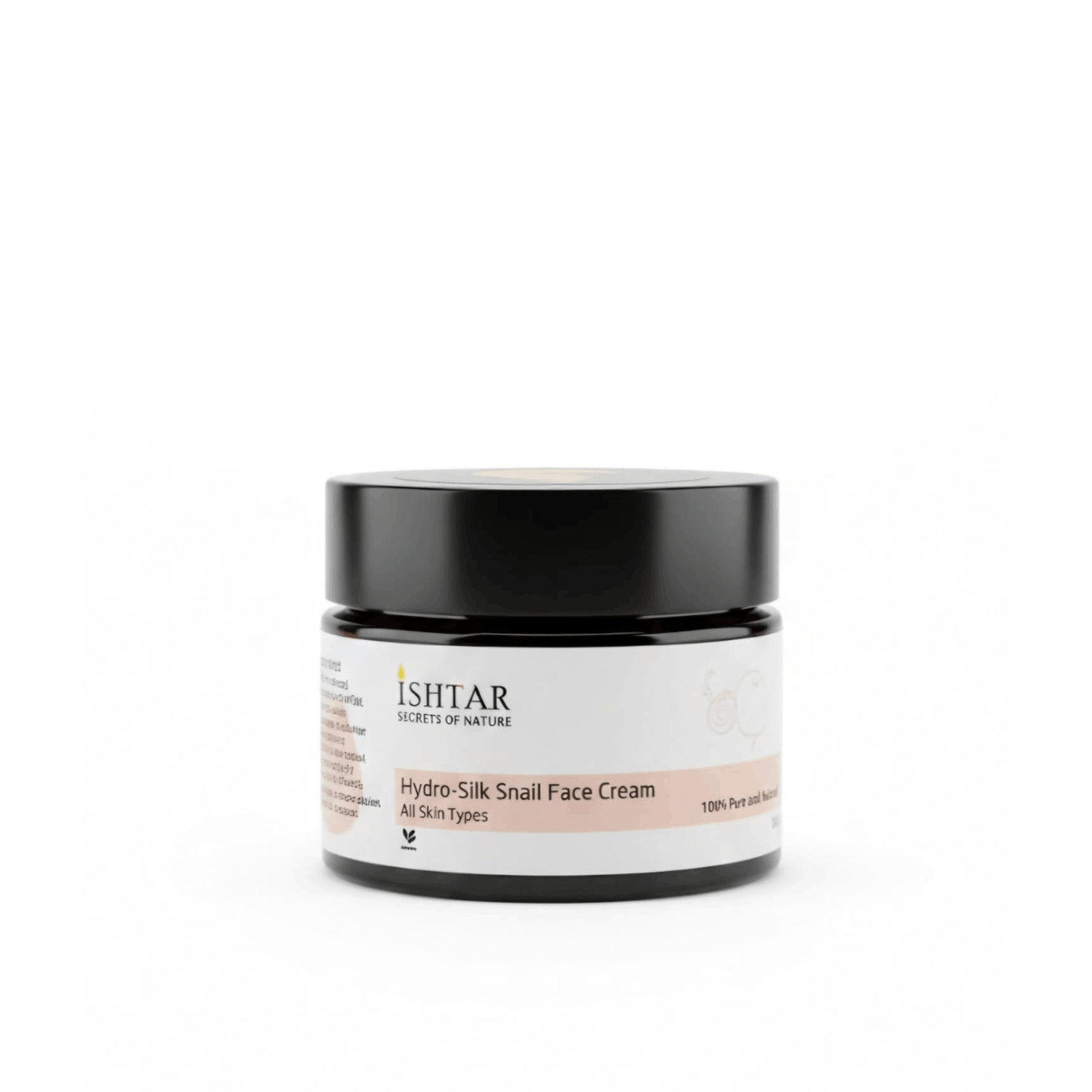 ISHTAR Hydro-Silk Snail Face Cream 100% pure and natural moisturizing cream for all skin types in black jar