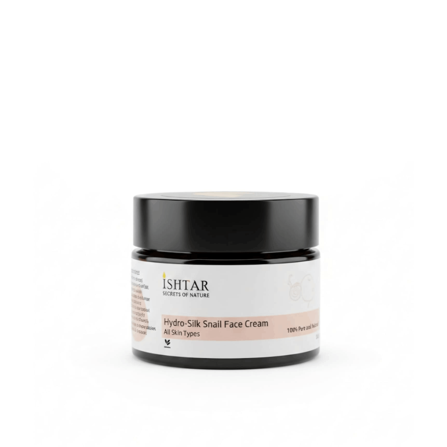 ISHTAR Hydro-Silk Snail Face Cream 100% pure and natural moisturizing cream for all skin types in black jar