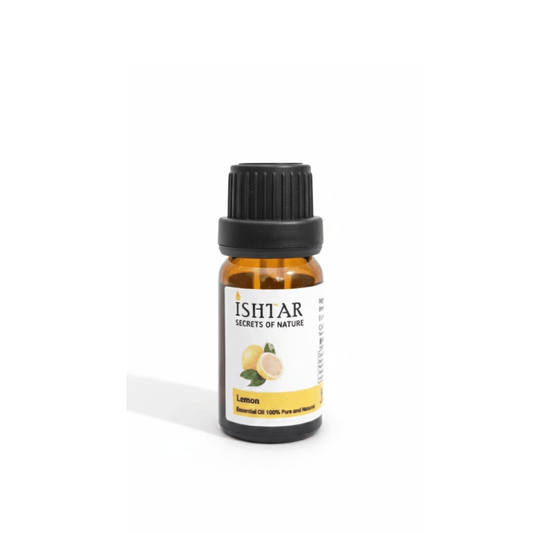 Ishtar Lemon Essential Oil 100% pure and natural in amber glass bottle with black cap