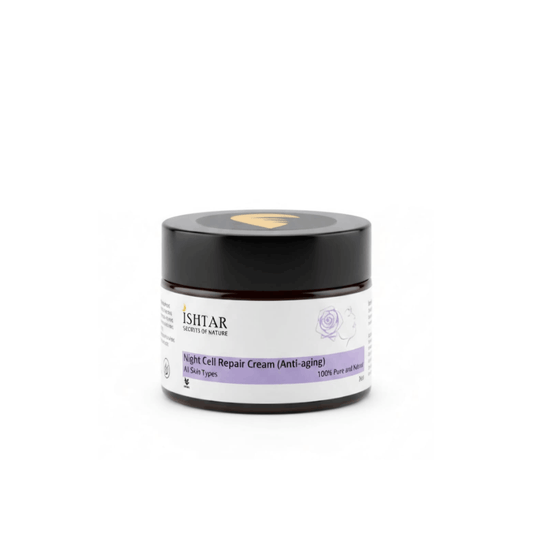 ISHTAR Night Cell Repair Cream anti-aging 100% pure and natural night cream for all skin types in black jar