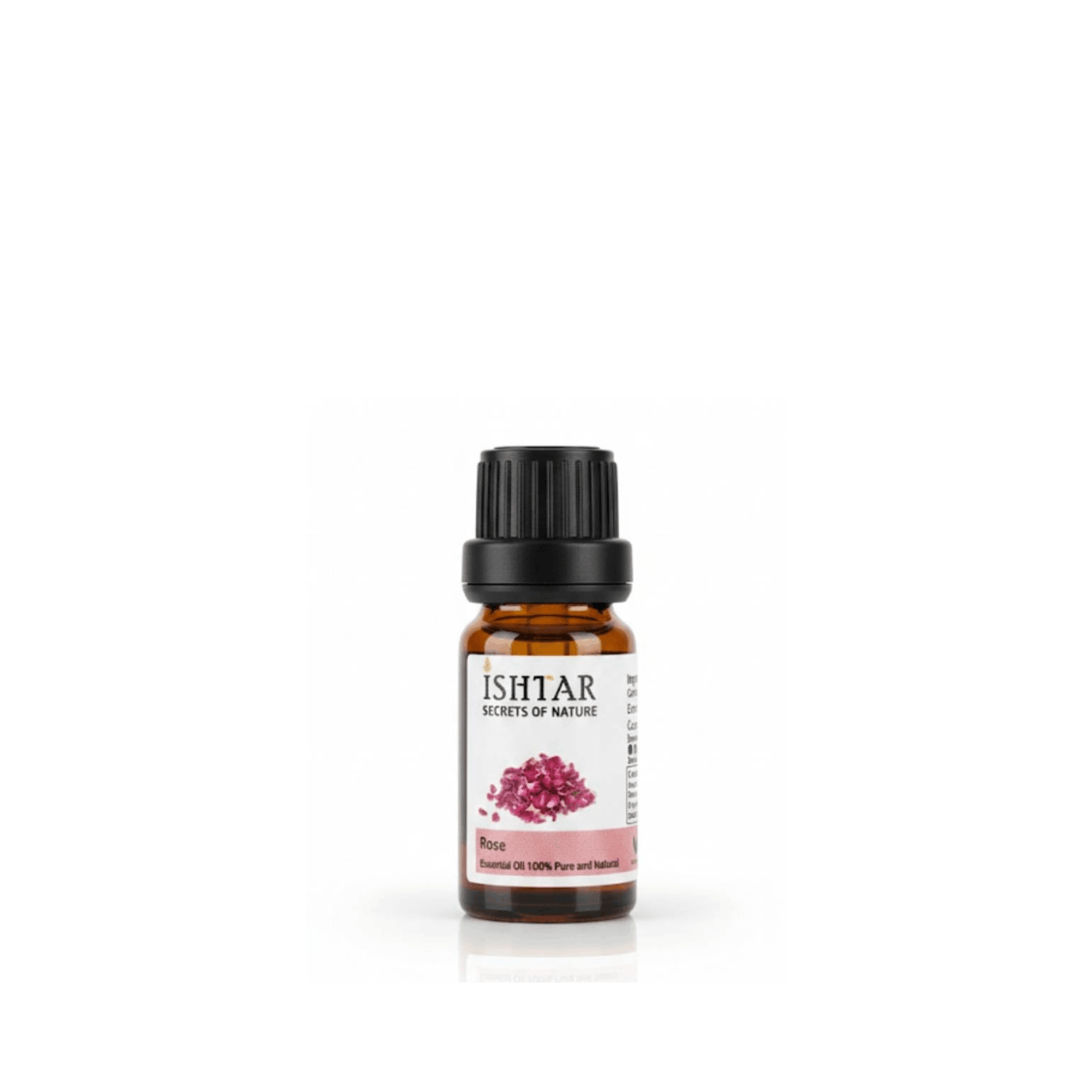 Ishtar rose essential oil bottle, 100% pure and natural essential oil in amber glass bottle