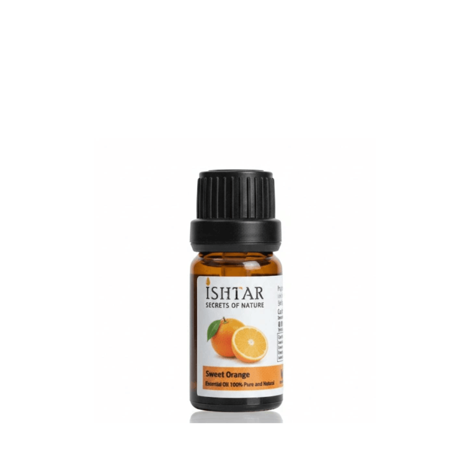 Ishtar Secrets of Nature sweet orange essential oil bottle, 100% pure and natural citrus oil